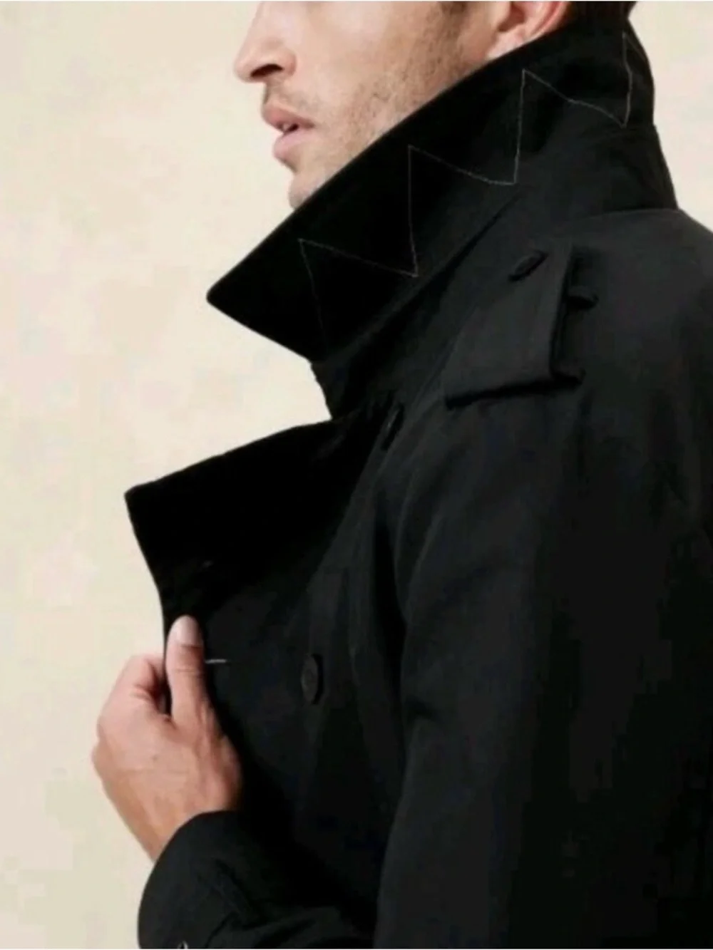 Banana Republic Factory Black Trench Coat - Picture 3 of 6